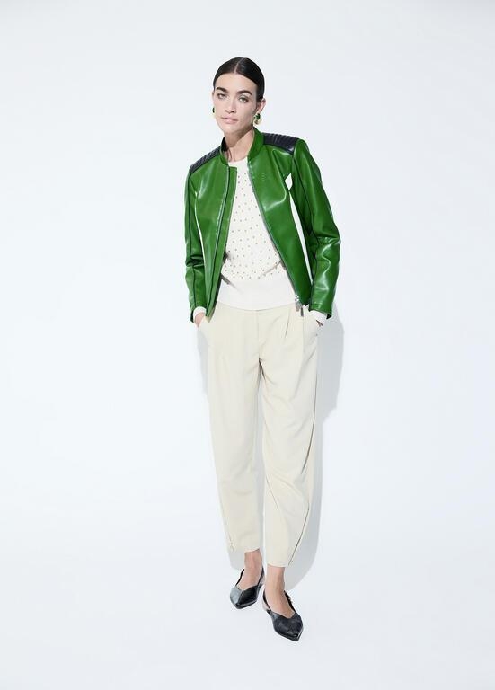 Lola Casademunt Tricolor faux leather bikerjacket verde-azul