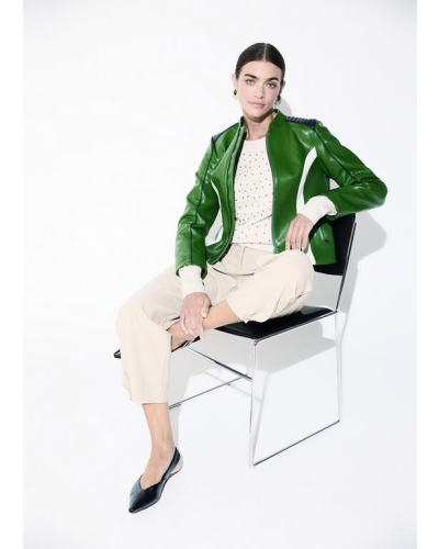 Lola Casademunt Tricolor faux leather bikerjacket verde-azul