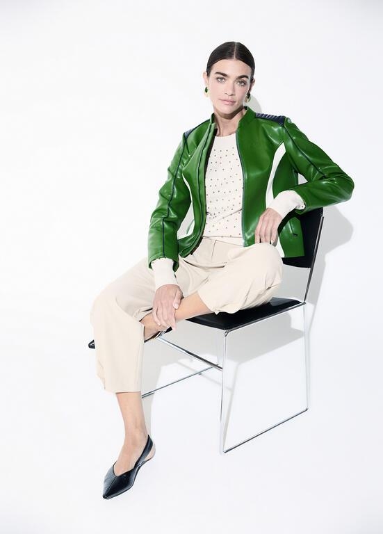 Lola Casademunt Tricolor faux leather bikerjacket verde-azul