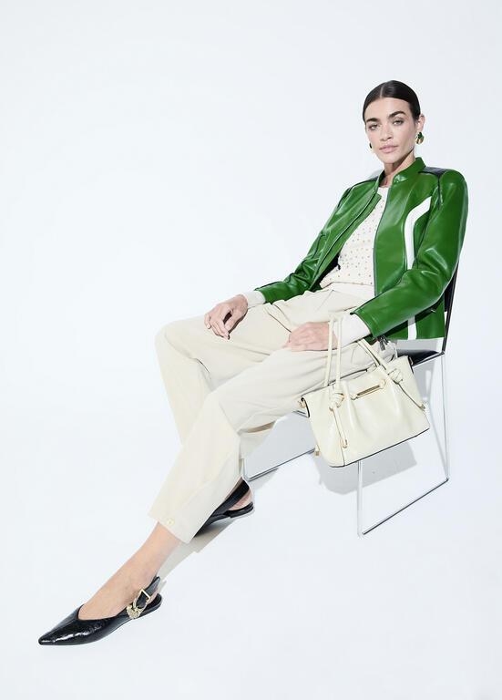 Lola Casademunt Tricolor faux leather bikerjacket verde-azul