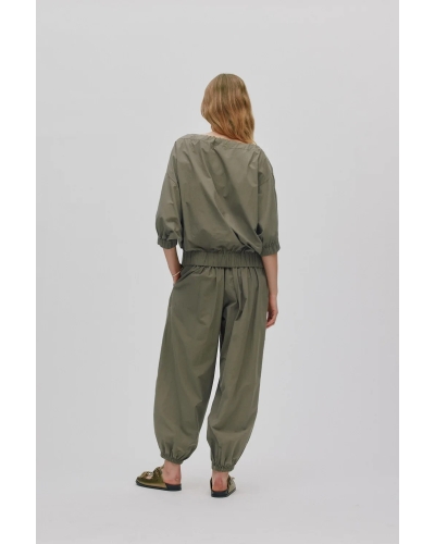 Rabens Saloner Iridi poplin gathered pants asphalt