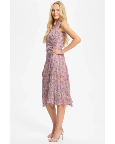 Swing Metallic pleated dress pink/multi