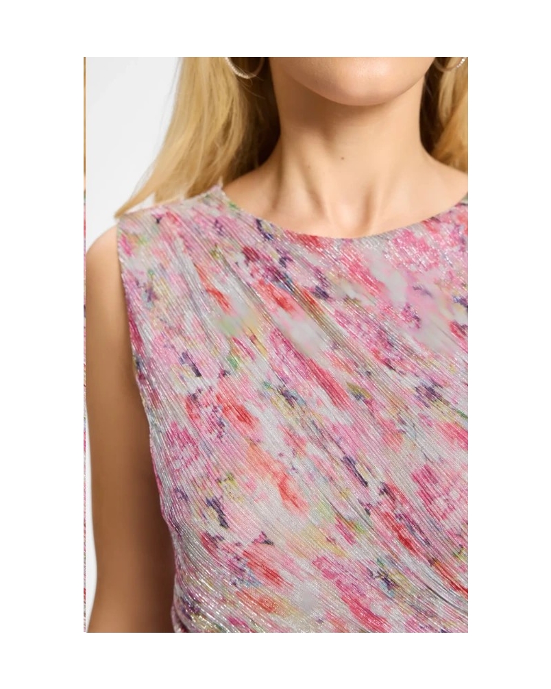Swing Metallic pleated dress pink/multi