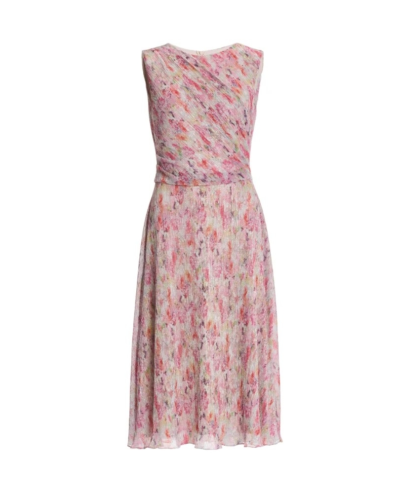 Swing Metallic pleated dress pink/multi