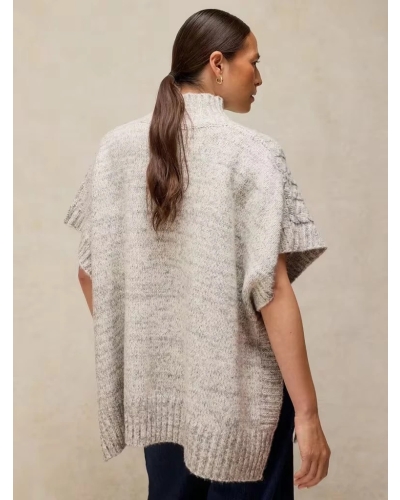 White Stuff Cable stitch poncho light grey