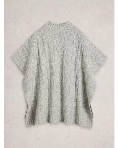 White Stuff Cable stitch poncho light grey