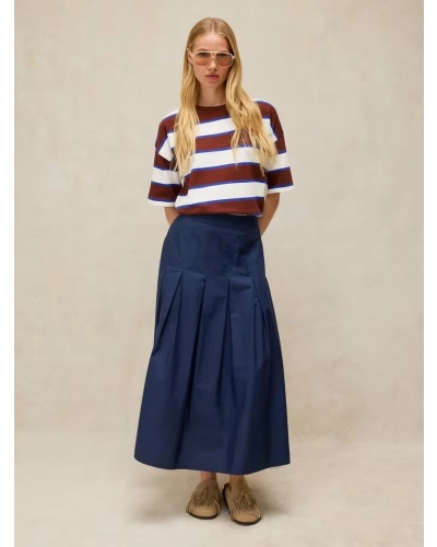 White Stuff Kat stripe midweight tee brown multi