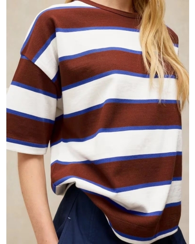 White Stuff Kat stripe midweight tee brown multi