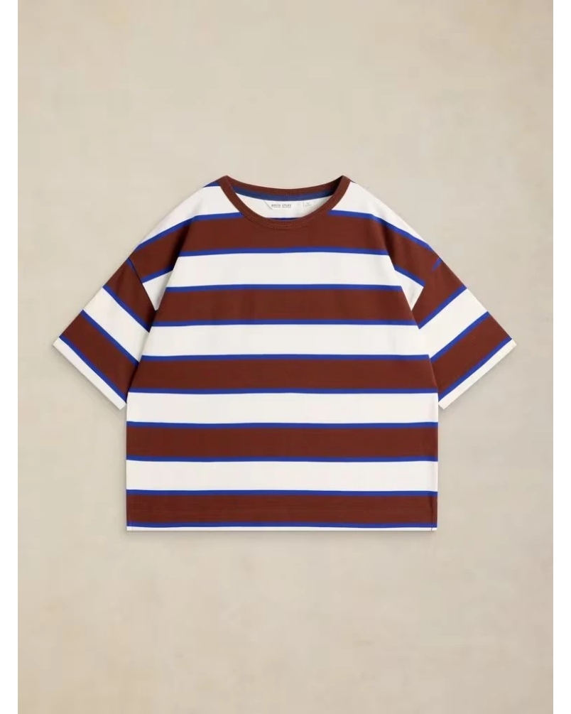 White Stuff Kat stripe midweight tee brown multi