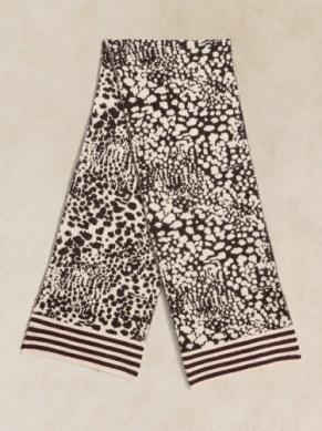 White Stuff Jacquard animal pattern scarf brown multi