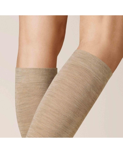 Kunert Soft wool cotton kniekousen beige-melange