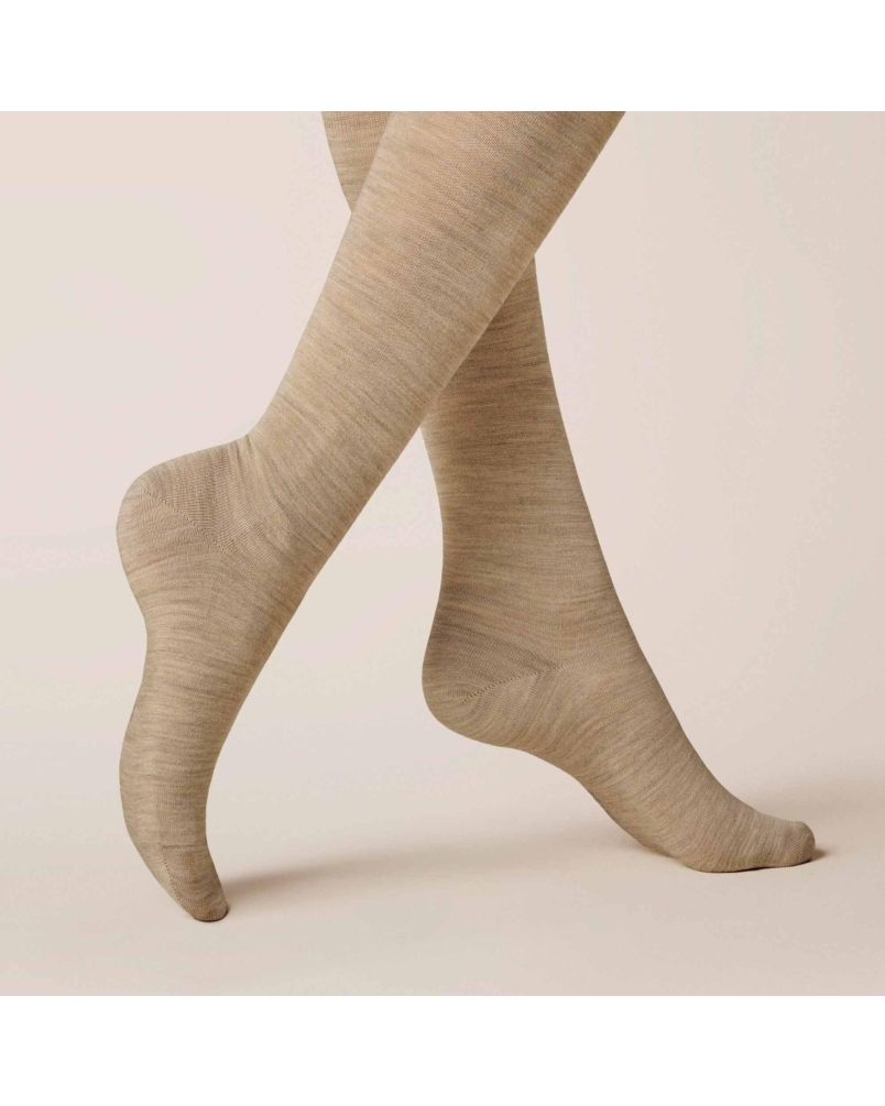 Kunert Soft wool cotton kniekousen beige-melange