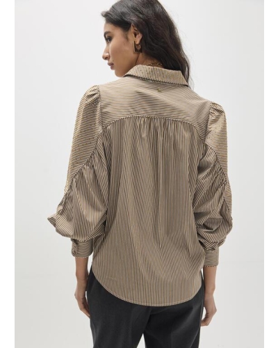 Lola Casademunt Shirt with stripes and tone-on-tone strass brown/ecru