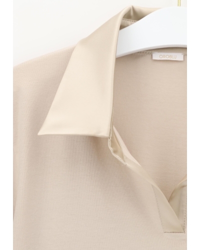 Oroblu Perfect line cotton - Polo shirt long sleeve sand