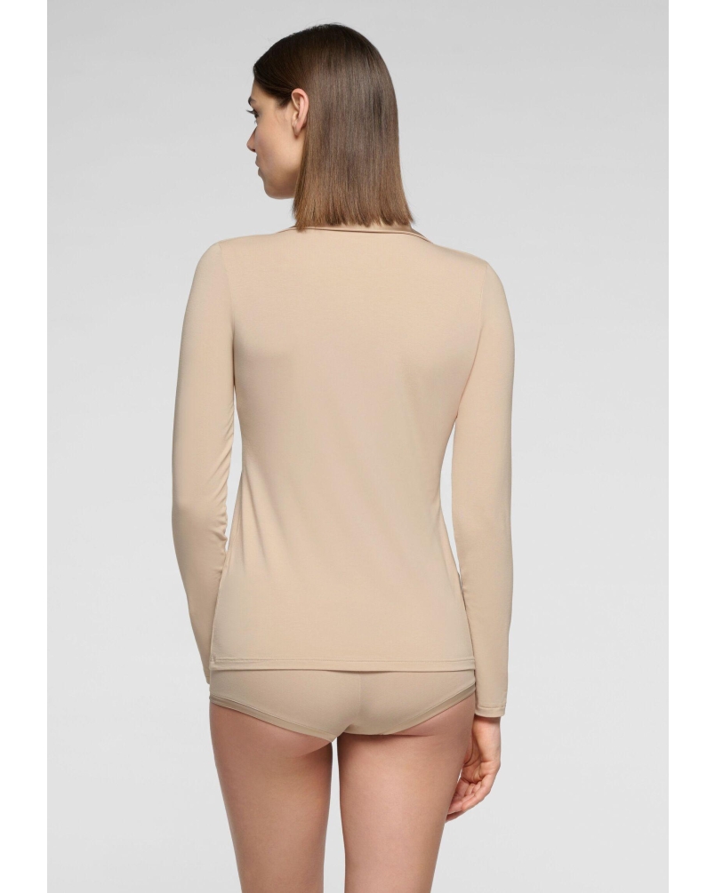 Oroblu Perfect line cotton - Polo shirt long sleeve sand