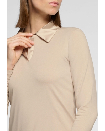 Oroblu Perfect line cotton - Polo shirt long sleeve sand