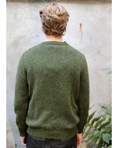 Fisherman out of Ireland Donegal fleck crew neck sweater seaweed