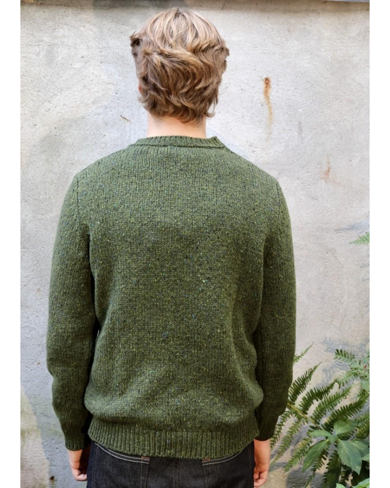 Fisherman out of Ireland Donegal fleck crew neck sweater seaweed