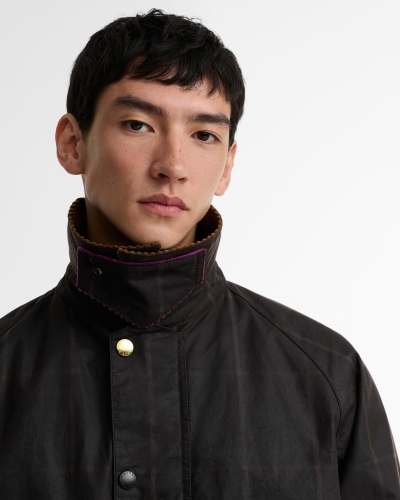 Babour x Paul Smith Transport windowpane wax jacket rustic/bark
