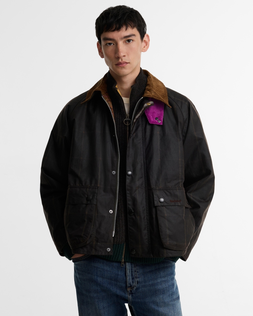 Babour x Paul Smith Transport windowpane wax jacket rustic/bark