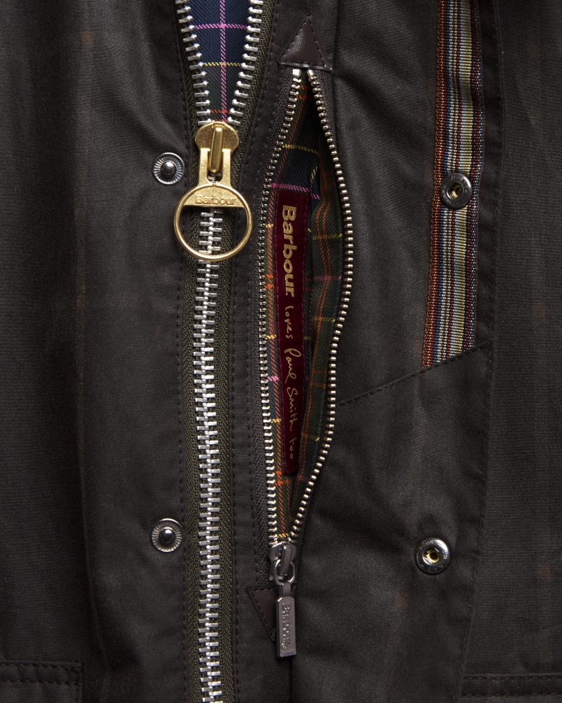 Babour x Paul Smith Transport windowpane wax jacket rustic/bark
