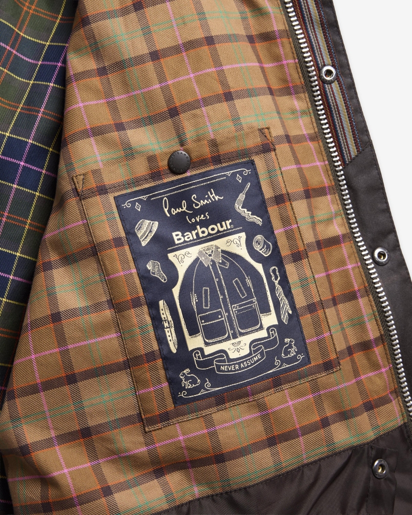 Babour x Paul Smith Transport windowpane wax jacket rustic/bark