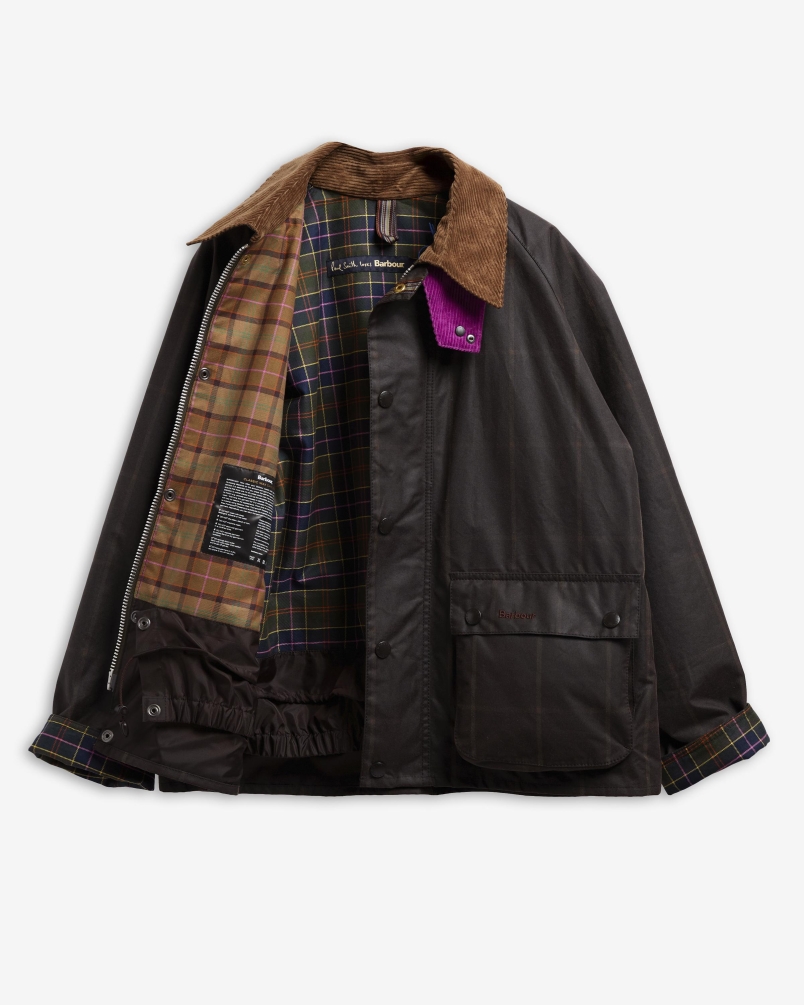 Babour x Paul Smith Transport windowpane wax jacket rustic/bark