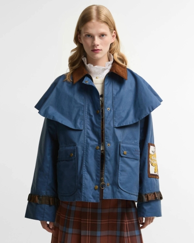 Barbour x Farm Rio Venosa wax jacket true navy/tropical tea tartan