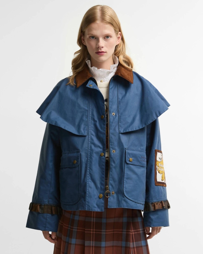 Barbour x Farm Rio Venosa wax jacket true navy/tropical tea tartan