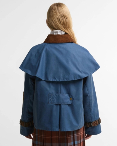 Barbour x Farm Rio Venosa wax jacket true navy/tropical tea tartan