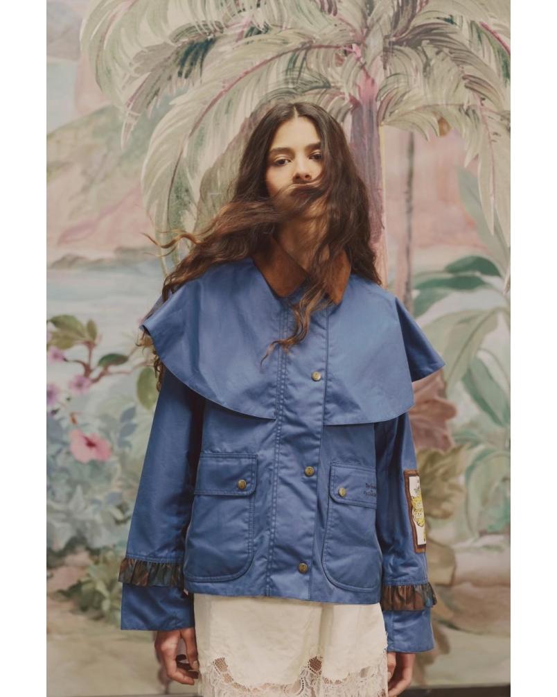 Barbour x Farm Rio Venosa wax jacket true navy/tropical tea tartan