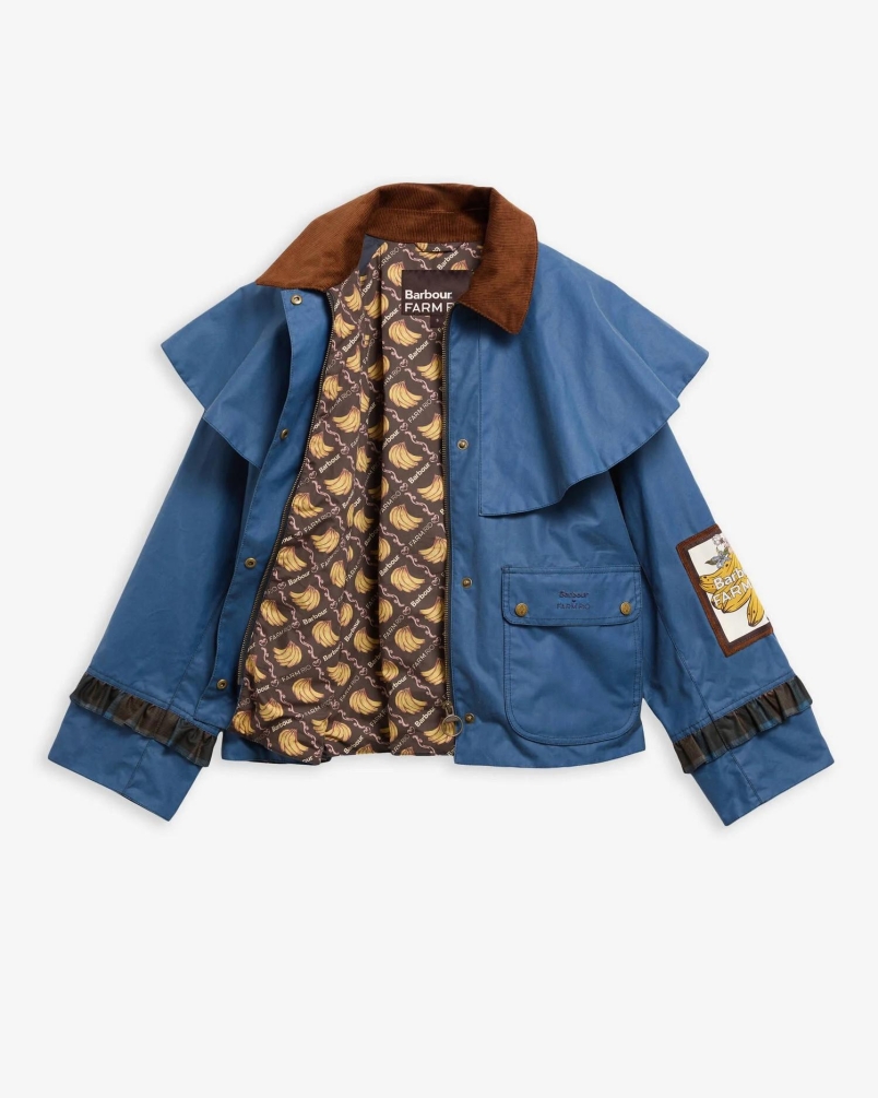 Barbour x Farm Rio Venosa wax jacket true navy/tropical tea tartan
