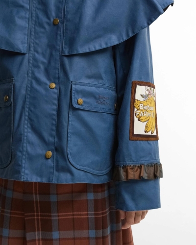Barbour x Farm Rio Venosa wax jacket true navy/tropical tea tartan