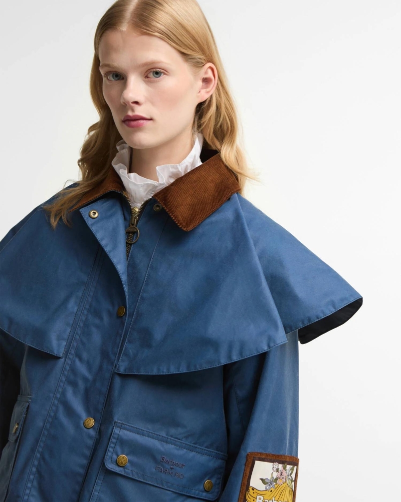 Barbour x Farm Rio Venosa wax jacket true navy/tropical tea tartan