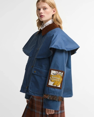 Barbour x Farm Rio Venosa wax jacket true navy/tropical tea tartan
