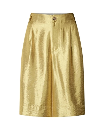 Rabens Saloner Feliza woven gold shorts gold