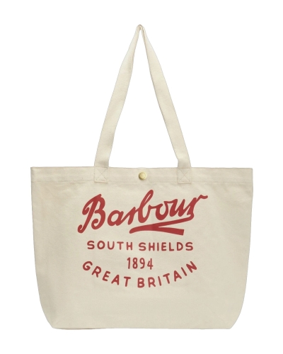 Barbour Script tote bag red logo