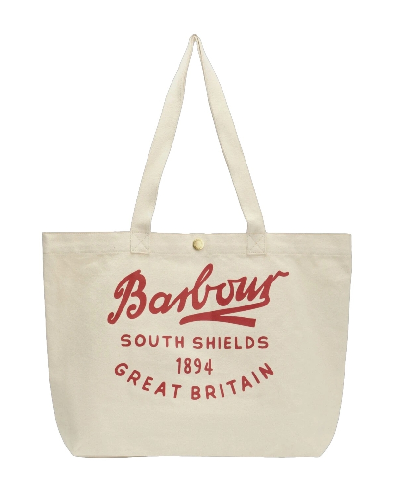 Barbour Script tote bag red logo