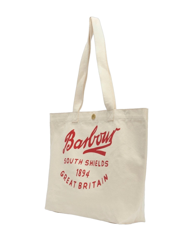 Barbour Script tote bag red logo