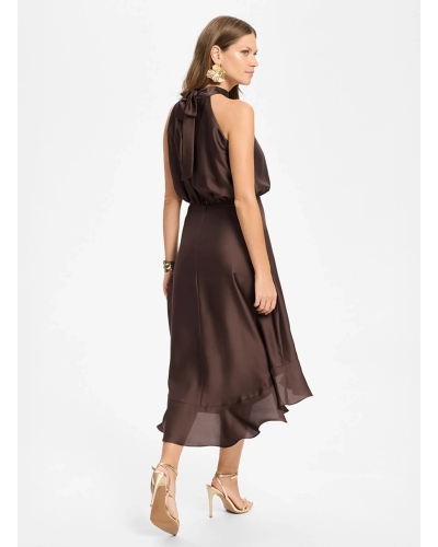 Swing Satin cocktail dress brown chocolate brown