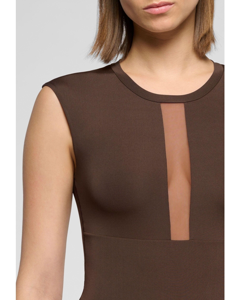 Oroblu Skinwear- Sleeveless body round neck dark brown