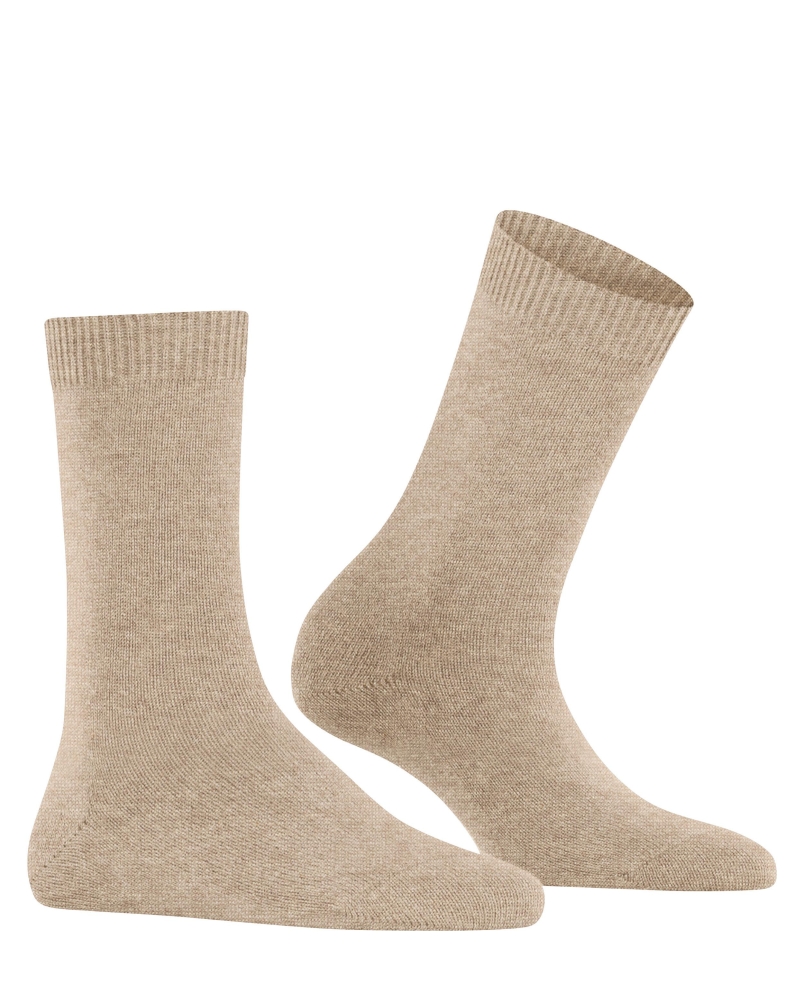 Falke Cosy Wool dames sokken beige melange--