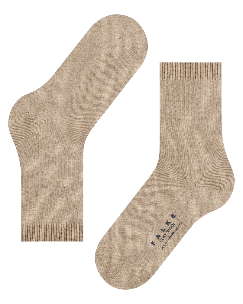 Falke Cosy Wool dames sokken beige melange--