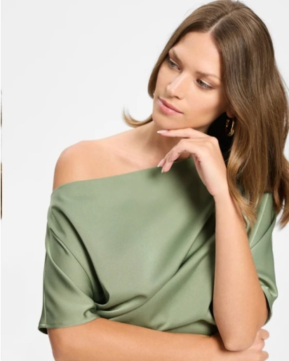 SWING Swing Satin off-shoulder top