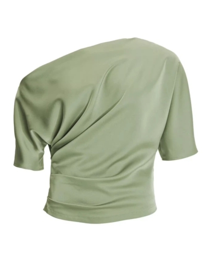 Swing Satin off-shoulder top pistachio green