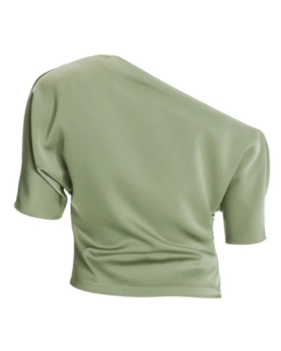 Swing Satin off-shoulder top pistachio green