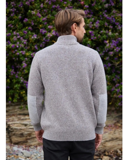 FISHERMAN OUT OF IRELAND Fisherman Seed stitch zip neck sweater
