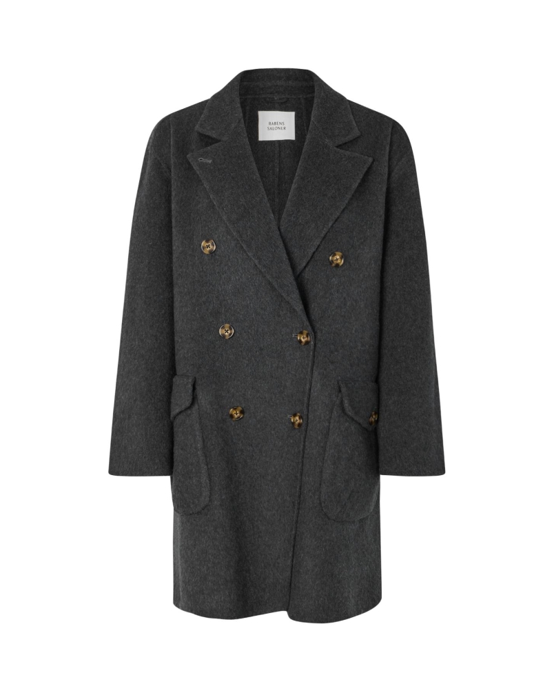 Rabens Saloner Leanna - Double felt wool coat dark grey melange