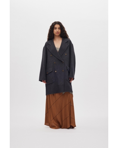 Rabens Saloner Leanna - Double felt wool coat dark grey melange