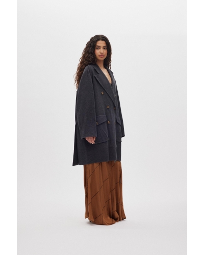 Rabens Saloner Leanna - Double felt wool coat dark grey melange